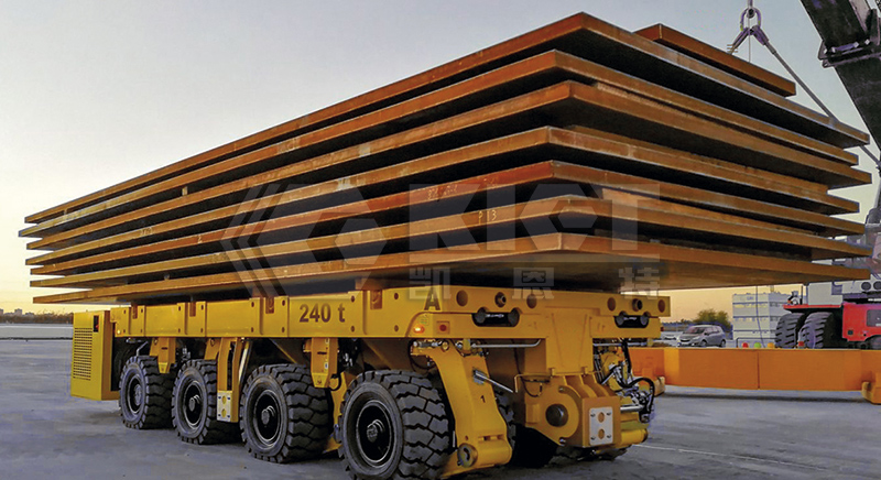 SPMT Used For Relocating Ship Steel Plates Within The Shipyard