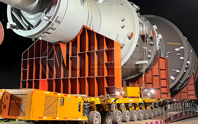 SPMT For Relocating Petrochemical Equipment Such As Pressure Vessels, Hydro-Treaters, Vacuum Towers, And De-Butanizers