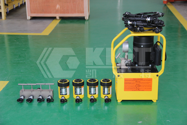 One drive four 20T hollow plunger hydraulic cylinder and electric hydraulic pump(Solenoid Valve)